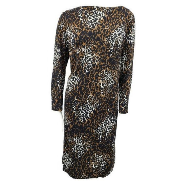 Vintage Sacony Leopard Print Sheath Dress Bodycon 38 Waist - Picture 1 of 6